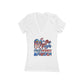 Women's Jersey Short Sleeve Deep V-Neck T-Shirt, Flip Flops, Fireworks - Perfect for the 4th of July