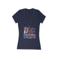 Women's Jersey Short Sleeve Deep V-Neck T-Shirt, Flip Flops, Fireworks - Perfect for the 4th of July