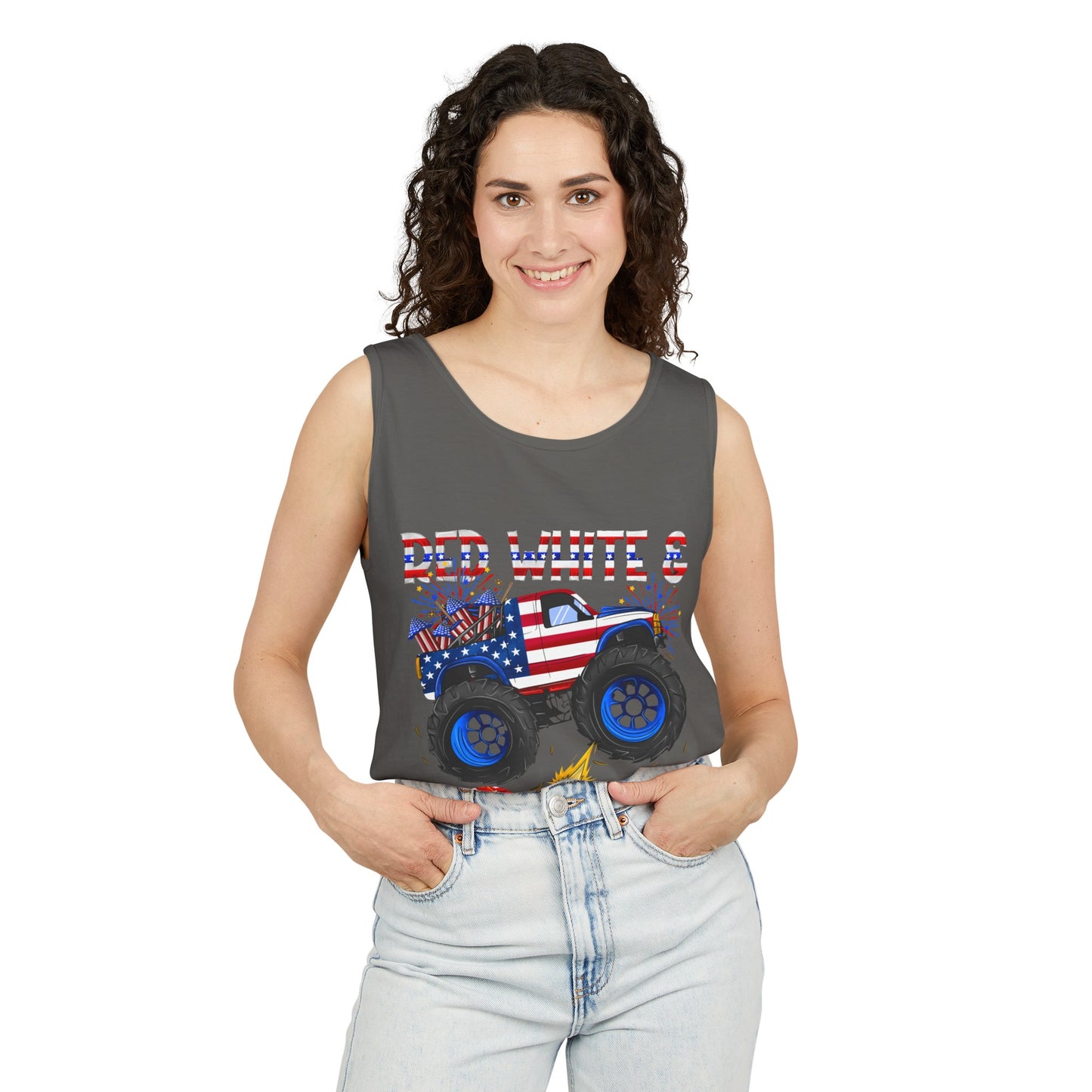 Unisex Garment-Dyed Tank Top - Red, White & Boom T-Shirt - Wear it on the 4th of July!