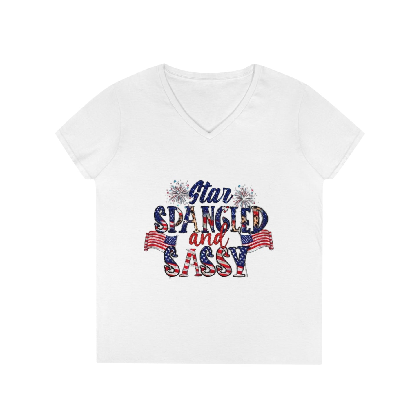 Ladies' V-Neck T-Shirt Star Spangled and Sassy