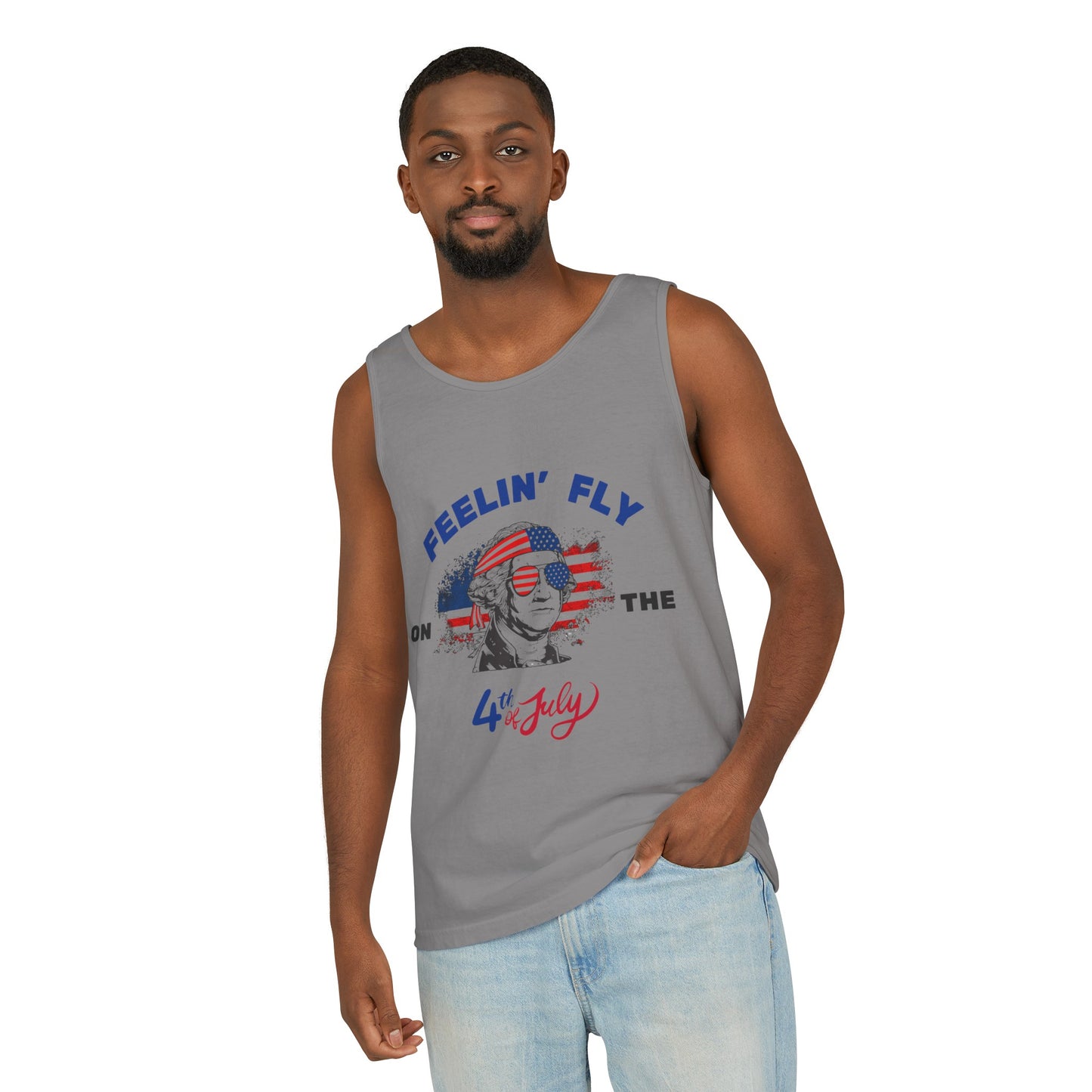 Unisex Garment-Dyed Tank Top - Feeling Fly 4th of July