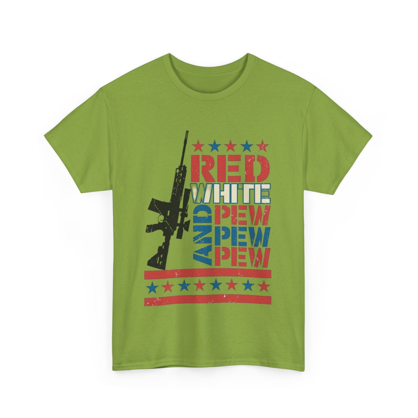 Unisex Heavy Cotton T-Shirt Perfect for the 4th of July - Red, White and Pew Pew