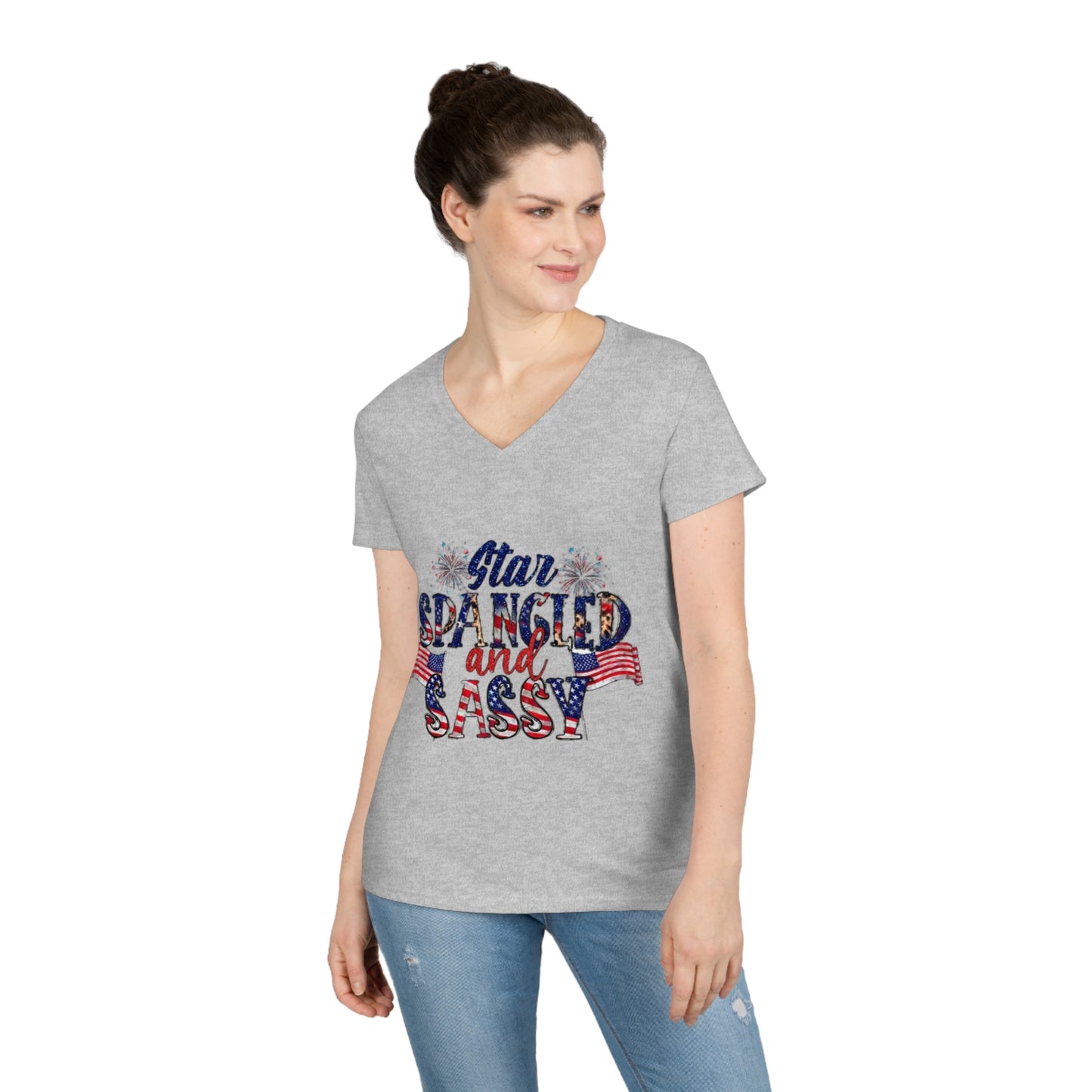 Ladies' V-Neck T-Shirt Star Spangled and Sassy