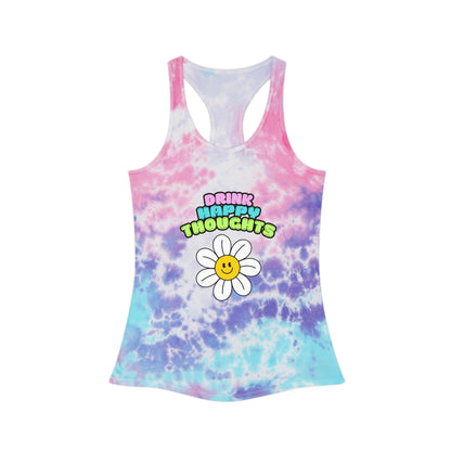 Tie Dye Racerback Tank Top - Womens Drink Happy Thoughts