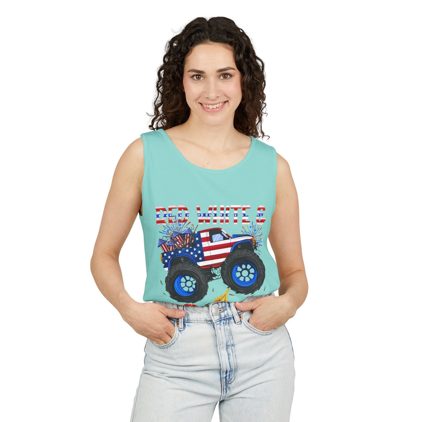 Unisex Garment-Dyed Tank Top - Red, White & Boom T-Shirt - Wear it on the 4th of July!