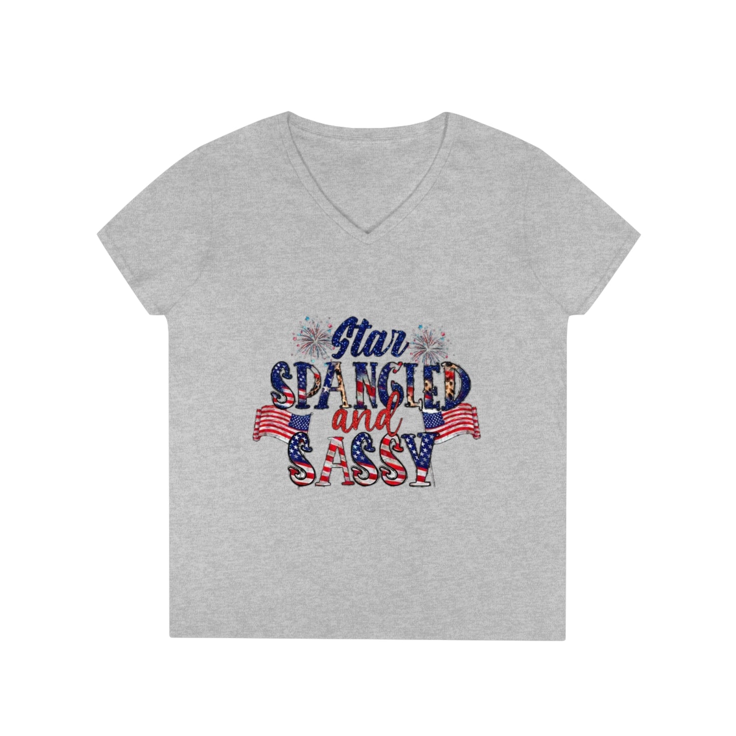 Ladies' V-Neck T-Shirt Star Spangled and Sassy