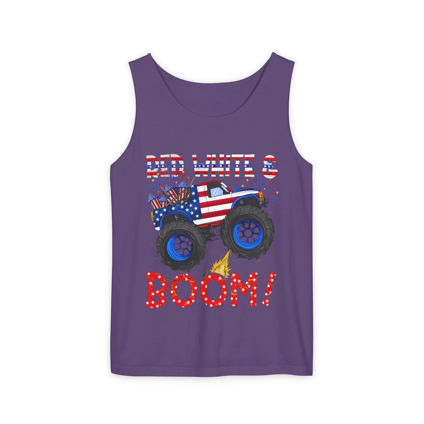 Unisex Garment-Dyed Tank Top - Red, White & Boom T-Shirt - Wear it on the 4th of July!