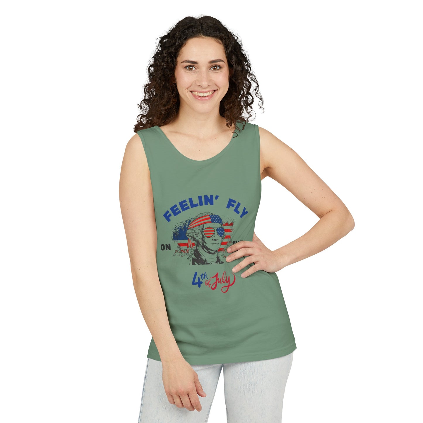 Unisex Garment-Dyed Tank Top - Feeling Fly 4th of July