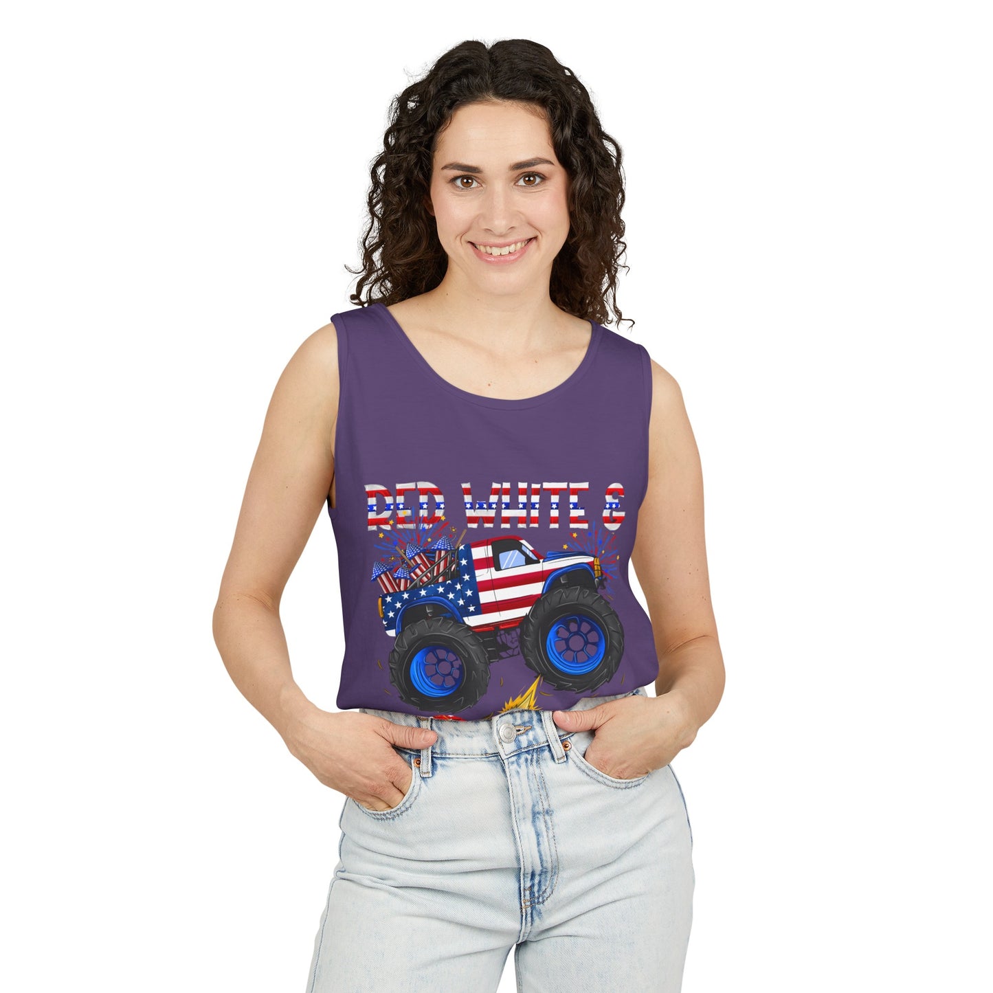 Unisex Garment-Dyed Tank Top - Red, White & Boom T-Shirt - Wear it on the 4th of July!