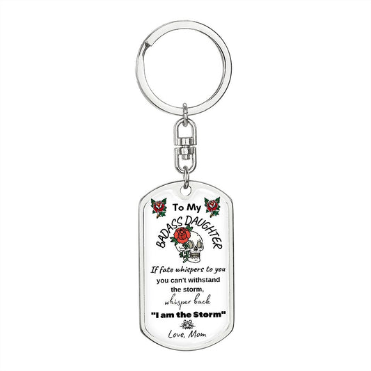 To My Badass Daughter from Mom - Dog Tag Keychain