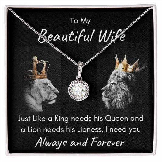 To My Beautiful Wife - Lion/Lioness Eternal Hope Necklace