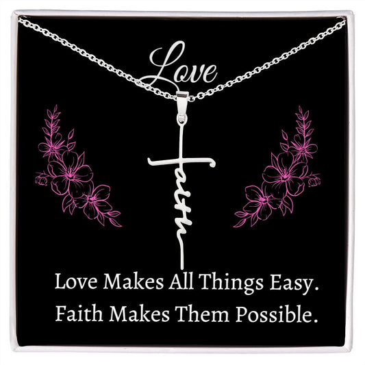 Love/Faith Cross Necklace