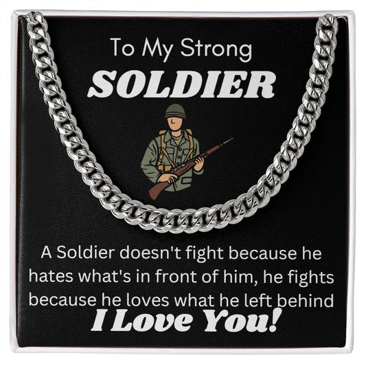 Soldier Cuban Chain Necklace, Veteran, Christmas, Perfect Gift